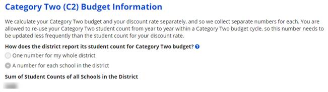 E-rate category 2 budget information
